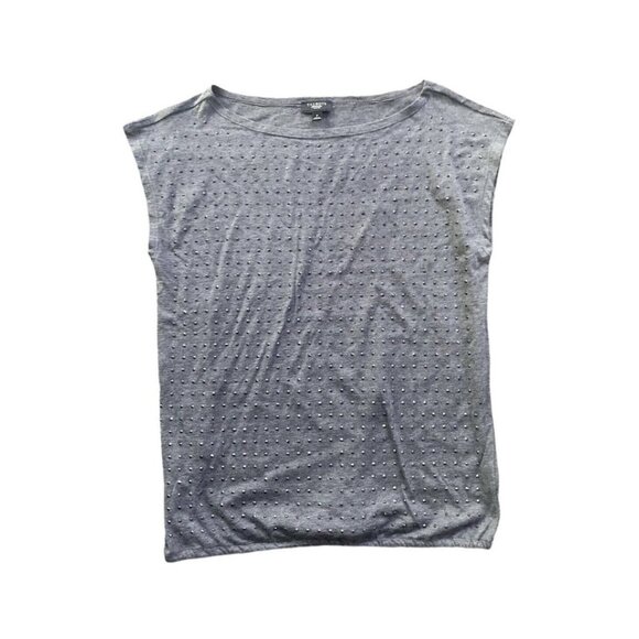 Talbots Womens Gray Sparkle Polka Dot Blouse Size Small P Petites Elastic Bottom - Picture 1 of 9